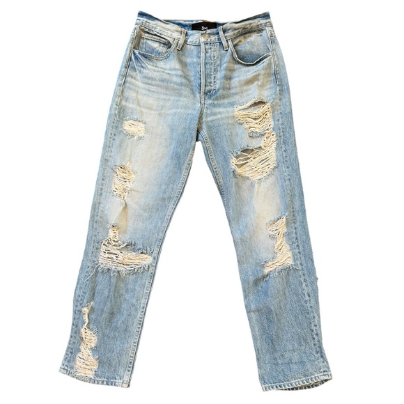 3x1 Cotton Distressed Straight Jeans in Marco - Picture 1 of 11